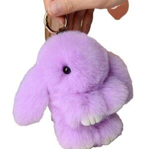 Lavender Purple Bunny Plush Keychain – Cute Rabbit Keychain Charm